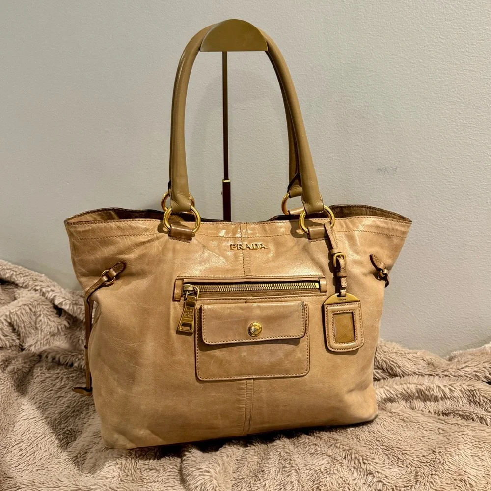 Prada Vitello Shine Shoulder Bag with COA